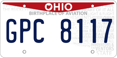 OH license plate GPC8117
