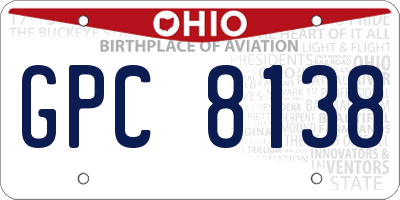 OH license plate GPC8138