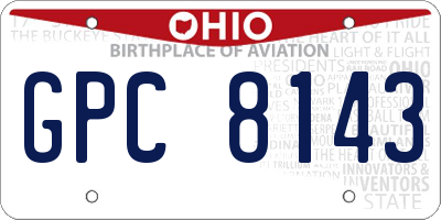 OH license plate GPC8143