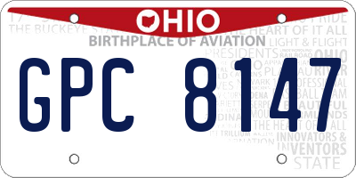 OH license plate GPC8147