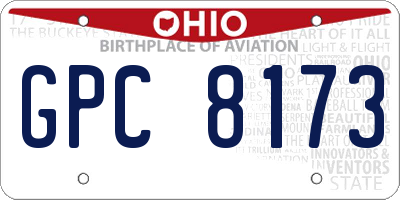 OH license plate GPC8173