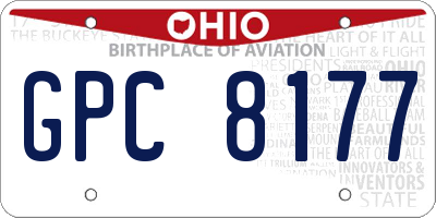 OH license plate GPC8177