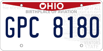 OH license plate GPC8180