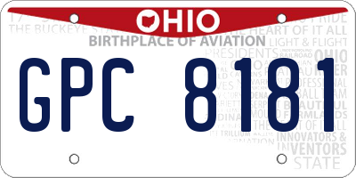 OH license plate GPC8181