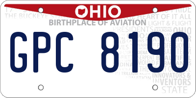 OH license plate GPC8190