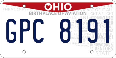 OH license plate GPC8191
