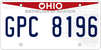OH license plate GPC8196