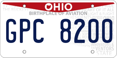 OH license plate GPC8200