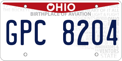 OH license plate GPC8204