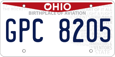 OH license plate GPC8205