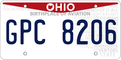 OH license plate GPC8206