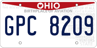 OH license plate GPC8209