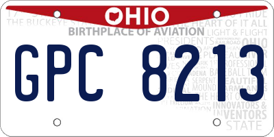 OH license plate GPC8213