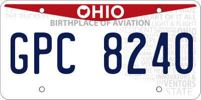 OH license plate GPC8240
