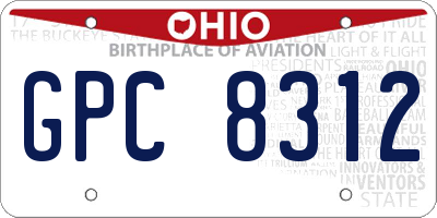 OH license plate GPC8312