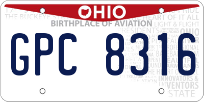 OH license plate GPC8316