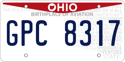 OH license plate GPC8317