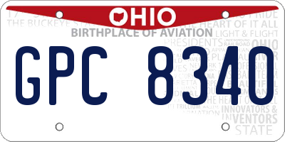 OH license plate GPC8340