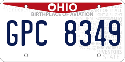 OH license plate GPC8349