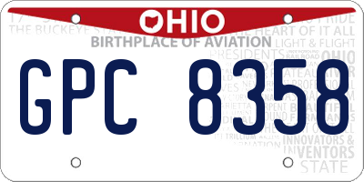OH license plate GPC8358