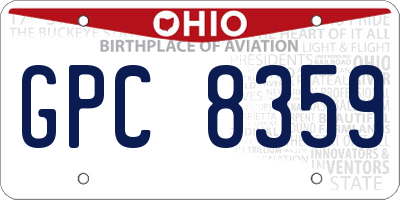 OH license plate GPC8359