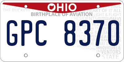 OH license plate GPC8370