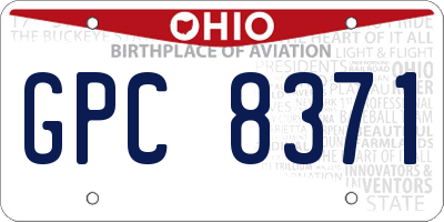 OH license plate GPC8371