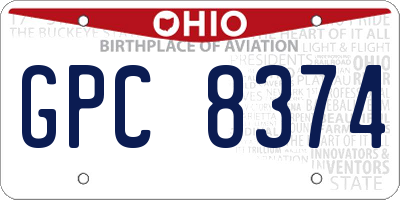 OH license plate GPC8374