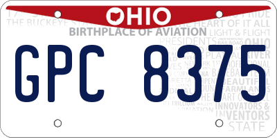 OH license plate GPC8375