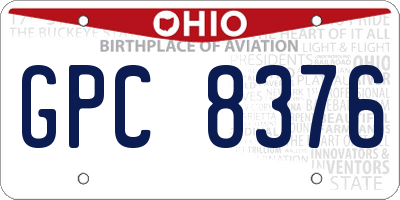 OH license plate GPC8376