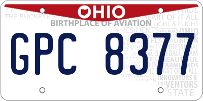 OH license plate GPC8377