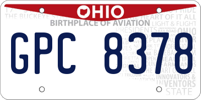 OH license plate GPC8378