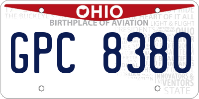 OH license plate GPC8380