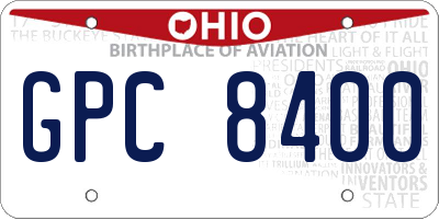 OH license plate GPC8400