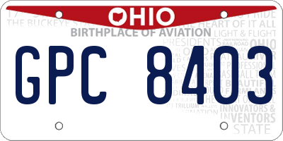 OH license plate GPC8403
