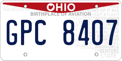 OH license plate GPC8407