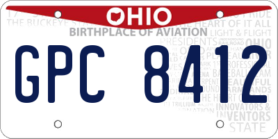 OH license plate GPC8412