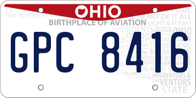 OH license plate GPC8416