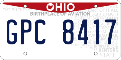 OH license plate GPC8417