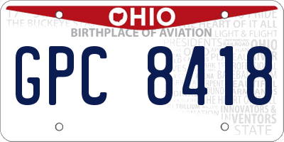 OH license plate GPC8418