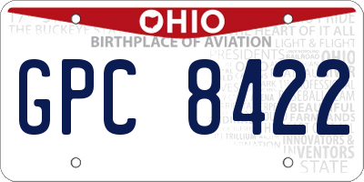OH license plate GPC8422