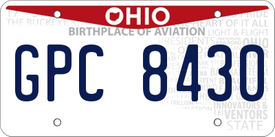 OH license plate GPC8430