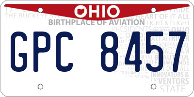 OH license plate GPC8457