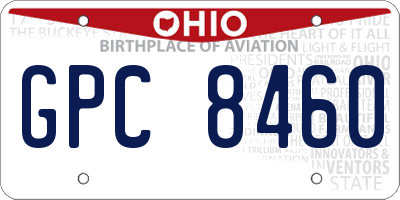 OH license plate GPC8460