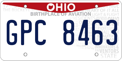 OH license plate GPC8463