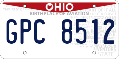 OH license plate GPC8512