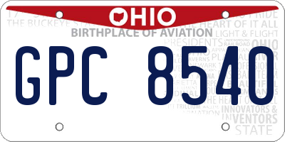 OH license plate GPC8540