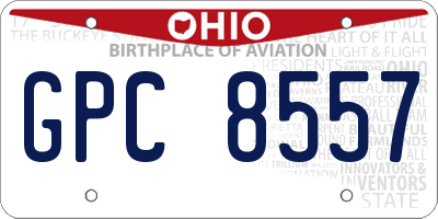OH license plate GPC8557