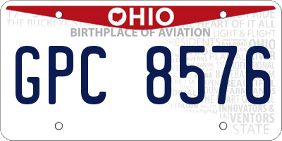 OH license plate GPC8576