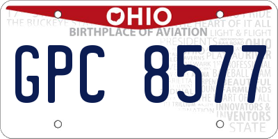 OH license plate GPC8577